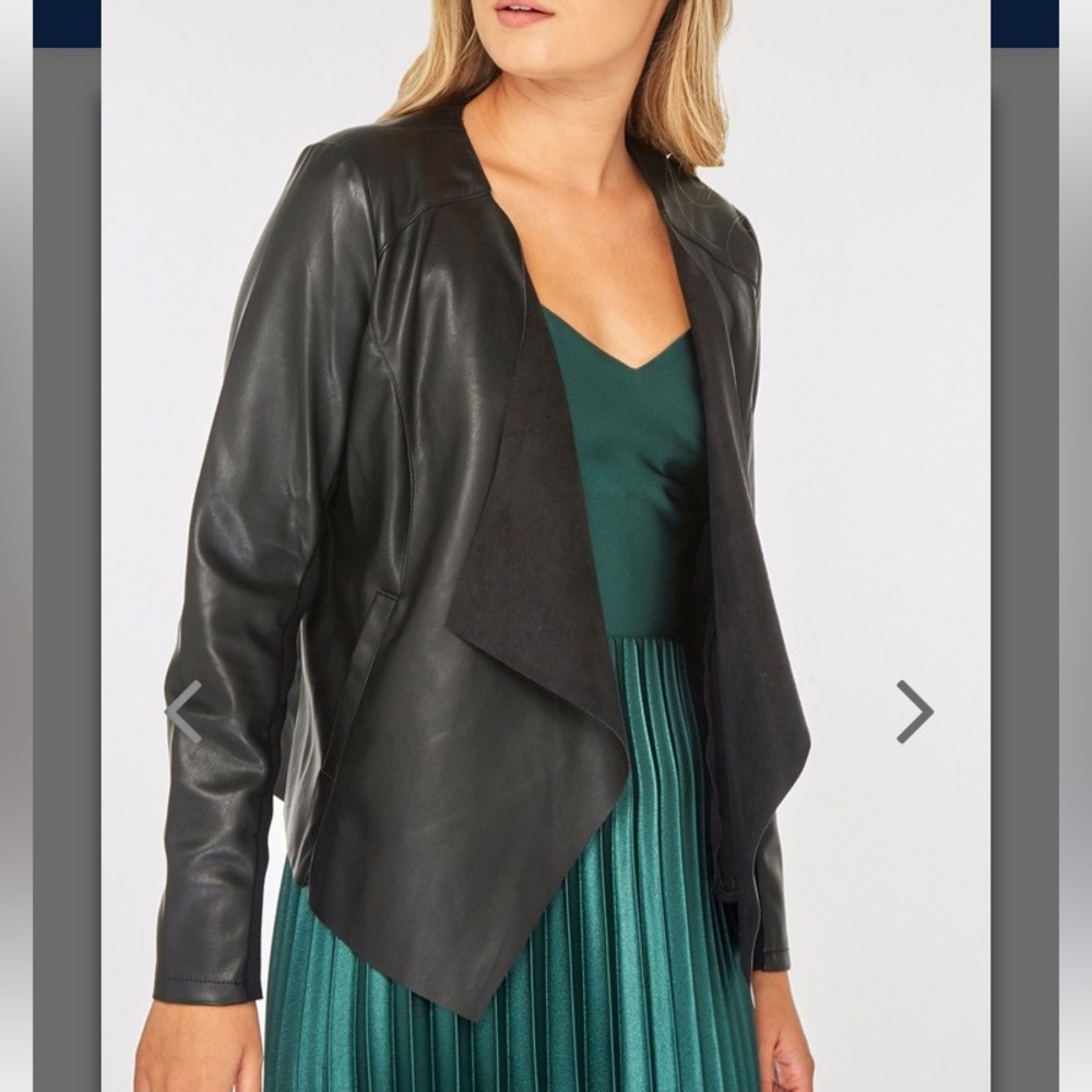 Blank NYC Faux Suede Drape Front Moto Waterfall Biker Jacket. Size Small
